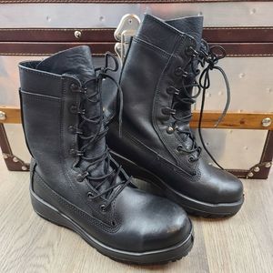 Black Lace-Up Combat Boots  - Steel Toe